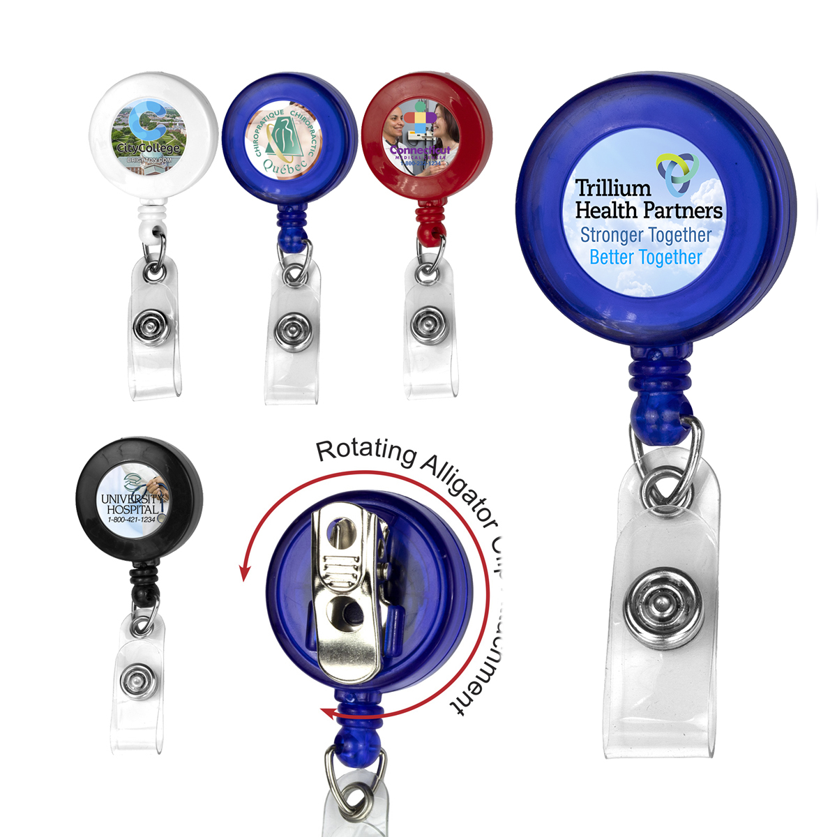 Oval Round Reel ID Card Holder, ID Badge Reel Clip On Card Holders Blue  Colour (5)